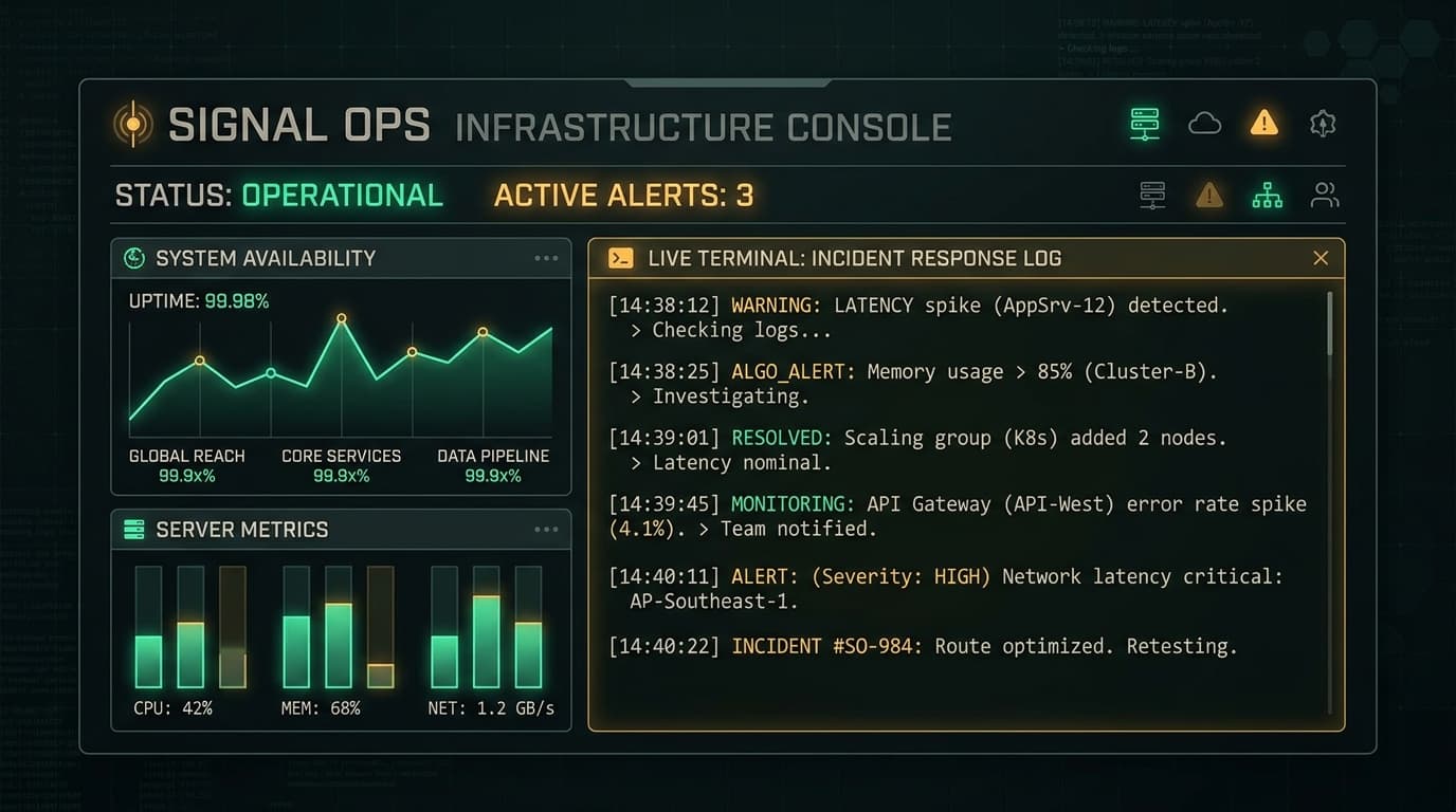 Ops status console preview